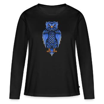 Chouette - T-shirt manches longues Premium bio Femme - noir - Devant - Julia (174cm)