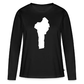 Drapeau de carte Bénin - T-shirt manches longues Premium bio Femme - noir - Devant - Julia (174cm)
