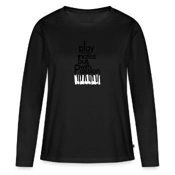 play wrong notes but with passion Music - Frauen Premium Bio Langarmshirt - Schwarz - Vorne - Julia (174cm)