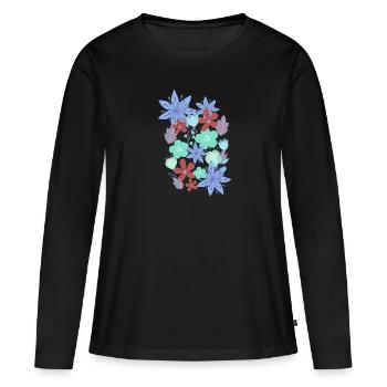 fleurs, fleurs, printemps, fleurs - T-shirt manches longues Premium bio Femme - noir - Devant - Julia (174cm)