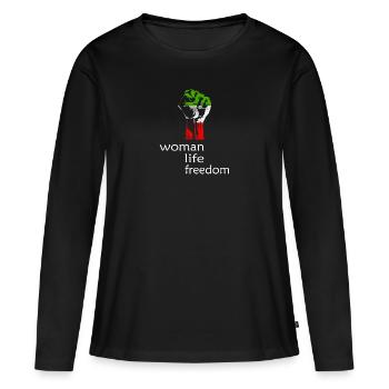 Liberté de vie de femme - T-shirt manches longues Premium bio Femme - noir - Devant - Julia (174cm)