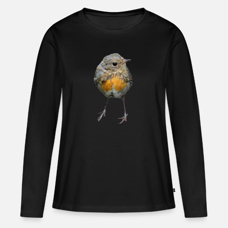 Vogel - Frauen Premium Bio Langarmshirt - Schwarz