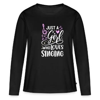 Juste une fille qui aime chanter - T-shirt manches longues Premium bio Femme - noir - Devant - Julia (174cm)