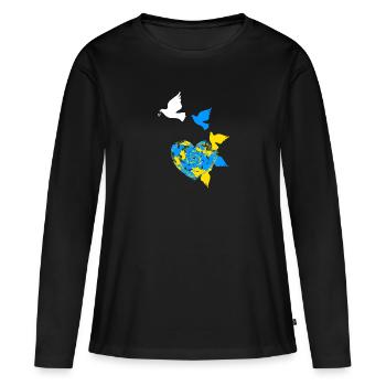 Ukraine - Frauen Premium Bio Langarmshirt - Schwarz - Vorne - Julia (174cm)