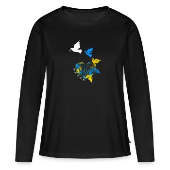 Ukraine - Frauen Premium Bio Langarmshirt - Schwarz - Vorne - Julia (174cm)