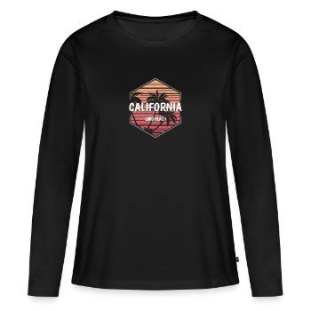 Long Beach Beach Vacances Souvenir - T-shirt manches longues Premium bio Femme - noir - Devant - Julia (174cm)