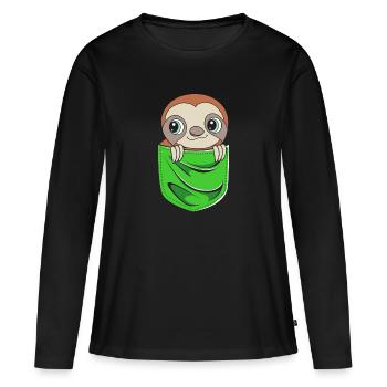 Faultier Faulheit Faulenzer Morgenmuffel - Frauen Premium Bio Langarmshirt - Schwarz - Vorne - Julia (174cm)