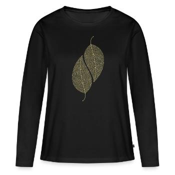 Feuilles décoratives - T-shirt manches longues Premium bio Femme - noir - Devant - Julia (174cm)