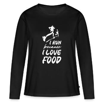 Je cours parce que j’aime la nourriture - T-shirt manches longues Premium bio Femme - noir - Devant - Julia (174cm)