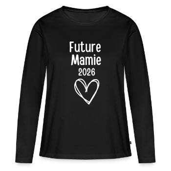 Zukünftige Oma 2026 - Frauen Premium Bio Langarmshirt - Schwarz - Vorne - Julia (174cm)
