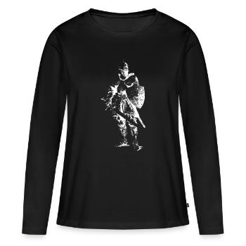 Eisenritter-Silhouette - Frauen Premium Bio Langarmshirt - Schwarz - Vorne - Julia (174cm)