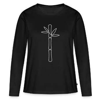 Minimalist bamboo line - Women's Premium Organic Long Sleeve Shirt - black - Front - Julia (174cm)