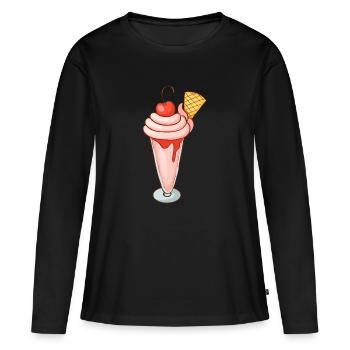 Crème glacée, crème glacée, crème glacée, crème glacée, boule, crème glacée, sundae - T-shirt manches longues Premium bio Femme - noir - Devant - Julia (174cm)