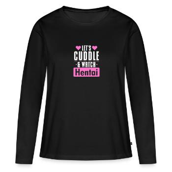 Let's Cuddle And Watch - Frauen Premium Bio Langarmshirt - Schwarz - Vorne - Julia (174cm)
