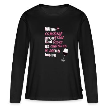 Le vin est une preuve constante ... - imagées - Funny Quotes - T-shirt manches longues Premium bio Femme - noir - Devant - Julia (174cm)