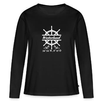 Volant, ancrages et coordonnées Westerland-Sylt - T-shirt manches longues Premium bio Femme - noir - Devant - Julia (174cm)