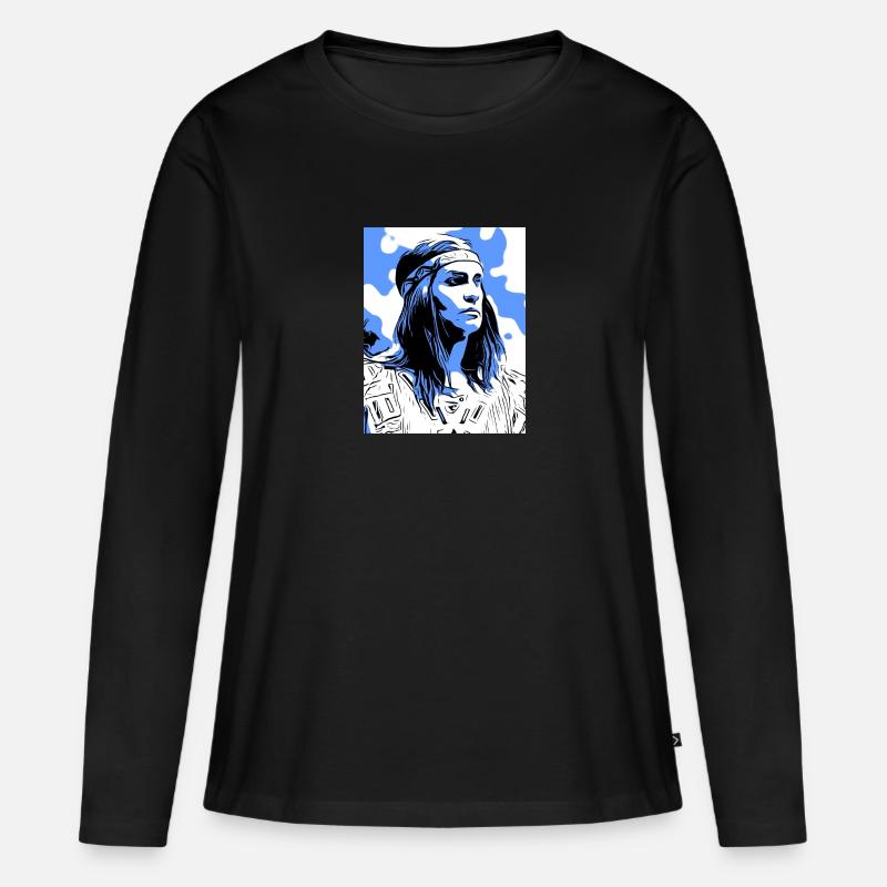 Winnetou - Frauen Premium Bio Langarmshirt - Schwarz