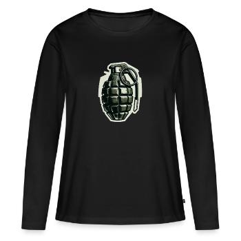 Explosionsabzeichen: Monochrome Granate - Frauen Premium Bio Langarmshirt - Schwarz - Vorne - Julia (174cm)