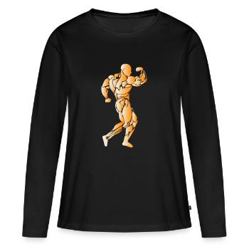 Musculation - T-shirt manches longues Premium bio Femme - noir - Devant - Julia (174cm)
