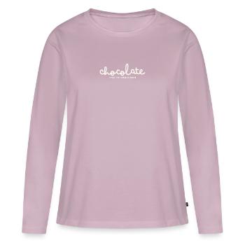 LE CHOCOLAT FAIT TOURNER LE MONDE - T-shirt manches longues Premium bio Femme - rose poudré - Devant - Julia (174cm)