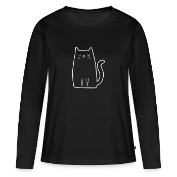 Chats, Dame Chat, Amoureux Des Chats, Visage De Chat - T-shirt manches longues Premium bio Femme - noir - Devant - Julia (174cm)