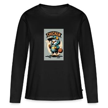 Poulet frais - T-shirt manches longues Premium bio Femme - noir - Devant - Julia (174cm)