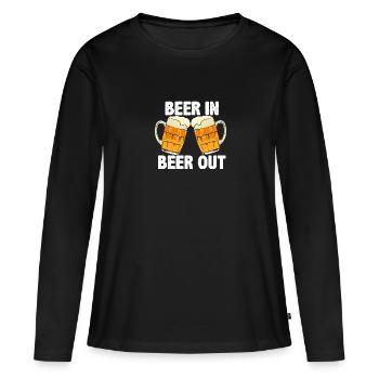 Beer In Beer Out - Frauen Premium Bio Langarmshirt - Schwarz - Vorne - Julia (174cm)