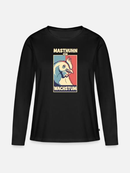 Masthuhn für Wachstum - Frauen Premium Bio Langarmshirt - Schwarz