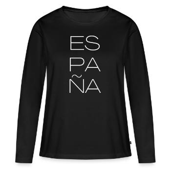 Spanien Schriftzug - Frauen Premium Bio Langarmshirt - Schwarz - Vorne - Julia (174cm)