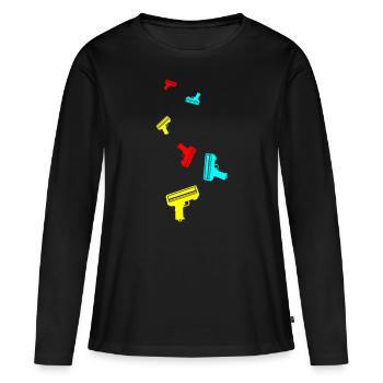 Pluie d’argent d’armes à feu - T-shirt manches longues Premium bio Femme - noir - Devant - Julia (174cm)