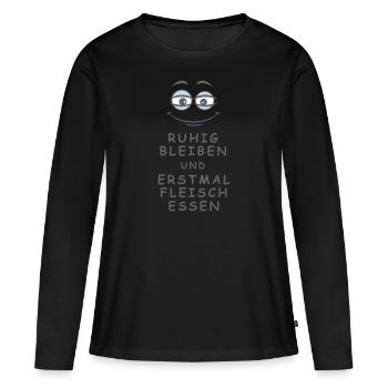 Fleisch essen - Frauen Premium Bio Langarmshirt - Schwarz - Vorne - Julia (174cm)