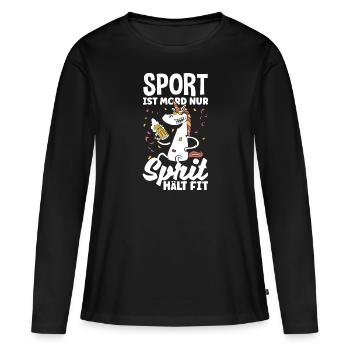 Sport ist Mord nur Sprit hält fit Biertrinker & - Frauen Premium Bio Langarmshirt - Schwarz - Vorne - Julia (174cm)