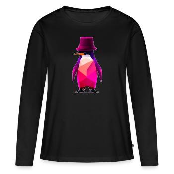 penguin with a hat Ur-Tshirt - Frauen Premium Bio Langarmshirt - Schwarz - Vorne - Julia (174cm)