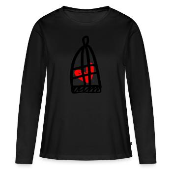 Cœur en cage - T-shirt manches longues Premium bio Femme - noir - Devant - Julia (174cm)