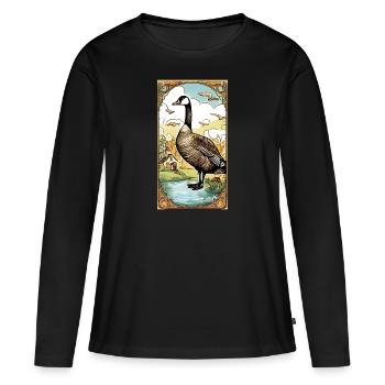 Gans aus Zeichentrickfilm - Frauen Premium Bio Langarmshirt - Schwarz - Vorne - Julia (174cm)
