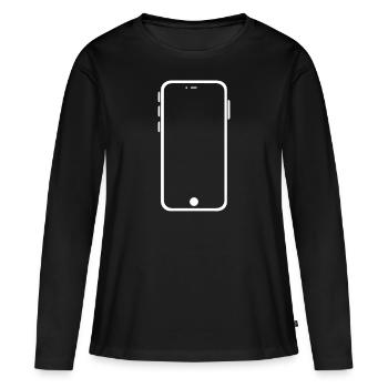 Téléphone - T-shirt manches longues Premium bio Femme - noir - Devant - Julia (174cm)
