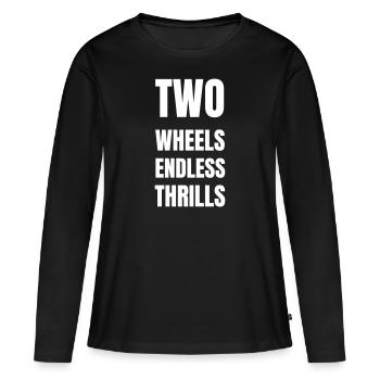 Deux roues, des sensations sans fin - T-shirt manches longues Premium bio Femme - noir - Devant - Julia (174cm)