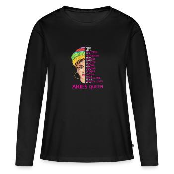 Sternzeichen Widder - Frauen Premium Bio Langarmshirt - Schwarz - Vorne - Julia (174cm)