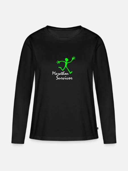 running_man - Frauen Premium Bio Langarmshirt - Schwarz