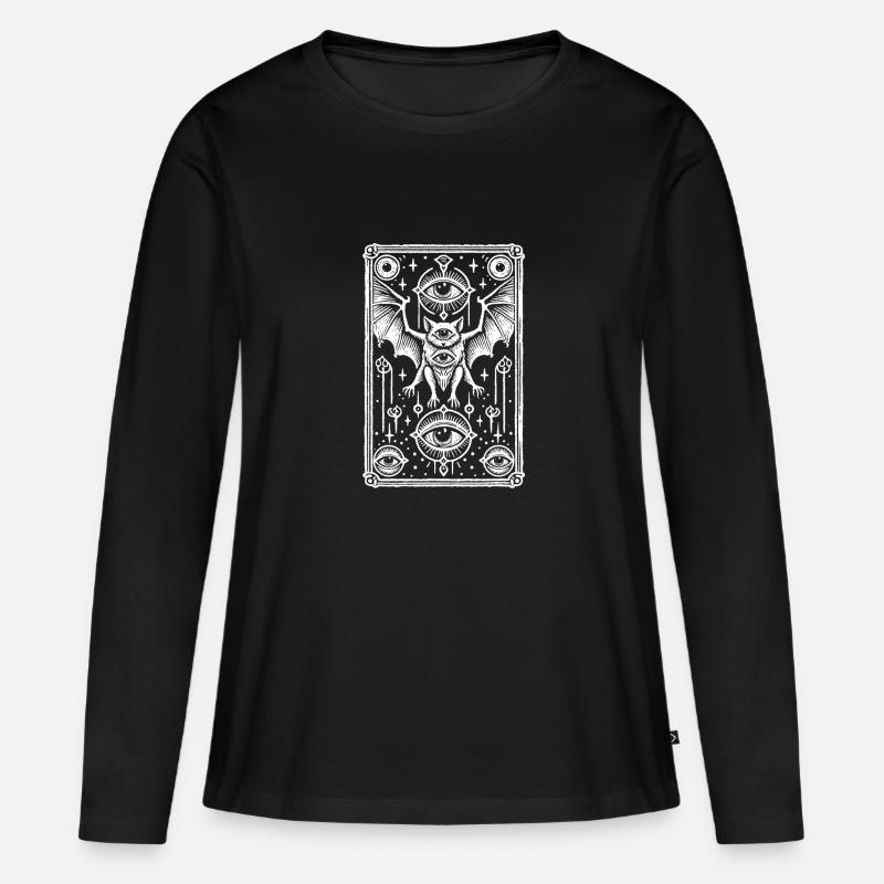 Fledermaus-Tarot - Frauen Premium Bio Langarmshirt - Schwarz