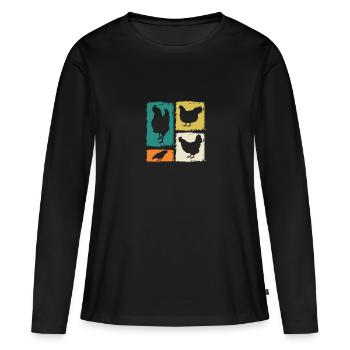 Poules Poule - T-shirt manches longues Premium bio Femme - noir - Devant - Julia (174cm)