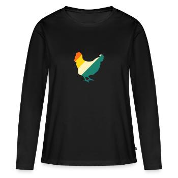 Poules Poule - T-shirt manches longues Premium bio Femme - noir - Devant - Julia (174cm)