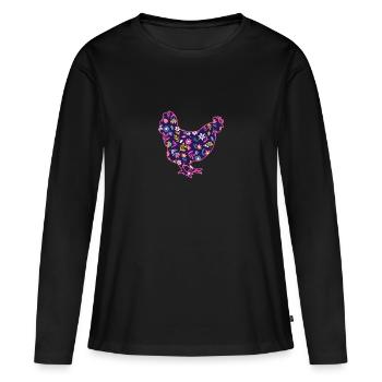 Poules Poule - T-shirt manches longues Premium bio Femme - noir - Devant - Julia (174cm)
