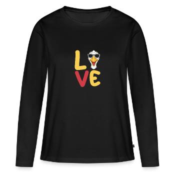 Gans - Frauen Premium Bio Langarmshirt - Schwarz - Vorne - Julia (174cm)