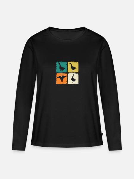 Gans - Frauen Premium Bio Langarmshirt - Schwarz