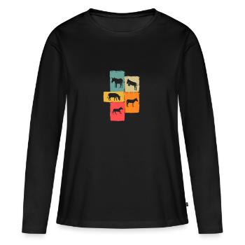 Âne - T-shirt manches longues Premium bio Femme - noir - Devant - Julia (174cm)