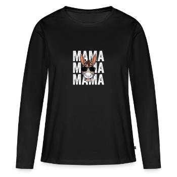 Maman Mère Âne - T-shirt manches longues Premium bio Femme - noir - Devant - Julia (174cm)