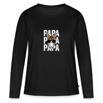 Papa Père Âne - T-shirt manches longues Premium bio Femme - noir - Devant - Julia (174cm)