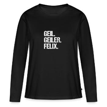 Felix - T-shirt manches longues Premium bio Femme - noir - Devant - Julia (174cm)