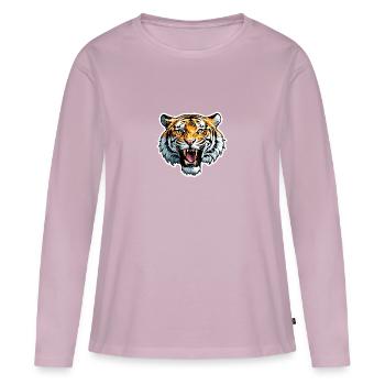 Tiger Head - Women's Premium Organic Long Sleeve Shirt - dusky pink - Front - Julia (174cm)